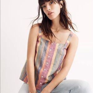 MADEWELL RAINBOW STRIP BUTTON FRONT TANK TOP